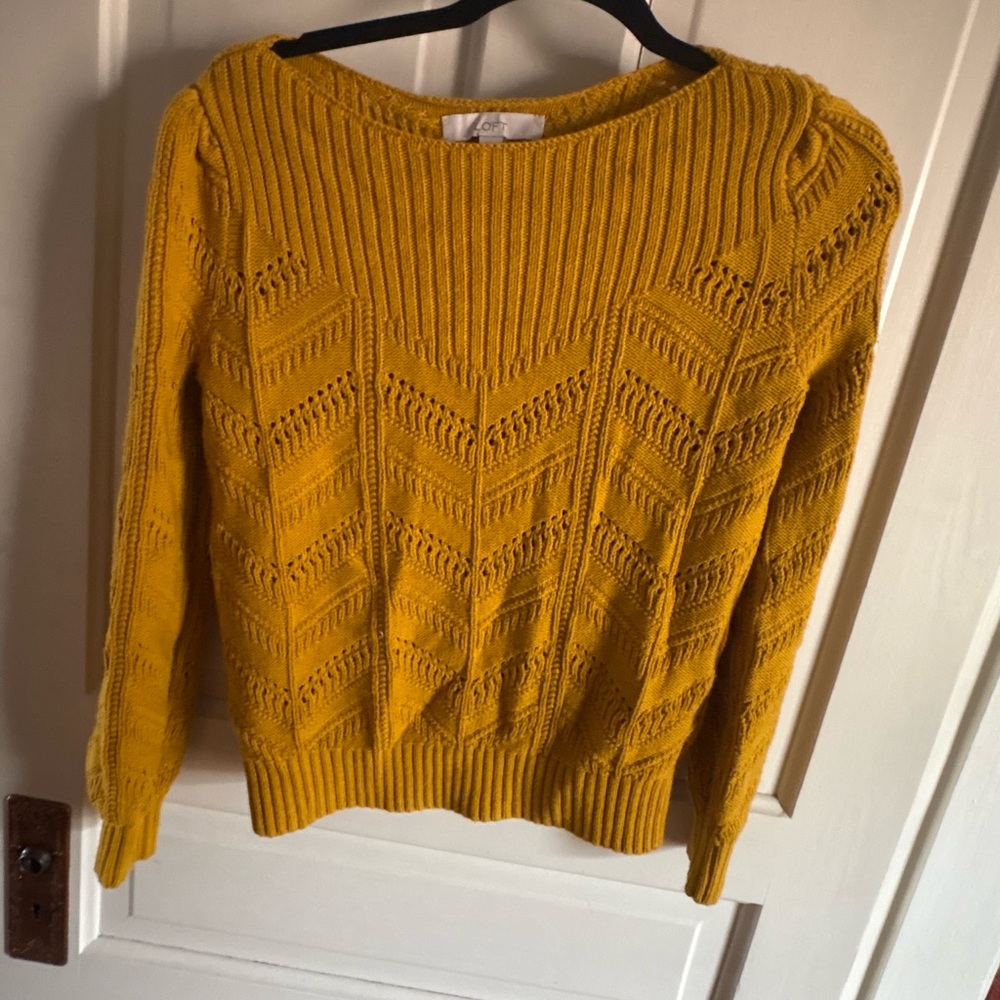 LOFT Mustard Chevron Knit Women's Sweater